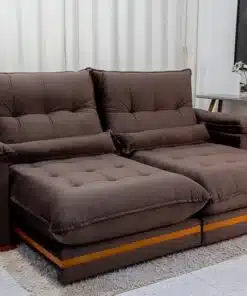 Sofá Retrátil Reclinável Ibis 2.30m Veludo Marrom 815 - D33 e Molas Ensacadas