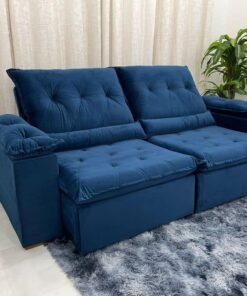 Sofá Retrátil Reclinável Las Vegas 2.30m - Azul Veludão