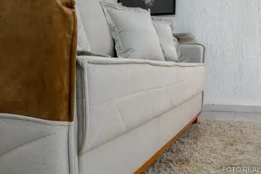Sofá 3 lugares Vican Linho Bege 5044 Detalhe 05 Larg. 2.00m - Molas Bonnel - Imagem 6