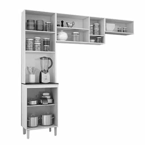 Cozinha Compacta Isadora Branco 8 Portas Larg. 2.02m - Poquema - Imagem 2
