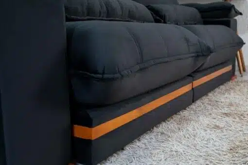 Sofá Retrátil Reclinável Ibis 2.50m Veludo Preto 820 - D33 e Molas Ensacadas - Imagem 6
