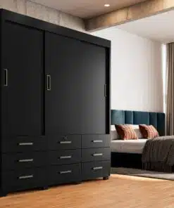 Guarda-Roupa Itapema II 3 portas de correr Sem espelho 9 gavetas - Preto