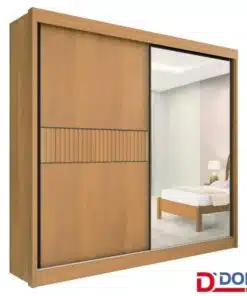 Guarda-Roupa Casal 2 Portas Titanium Ripado MDF Cinamomo/Off White Larg. 2.20m D Doro