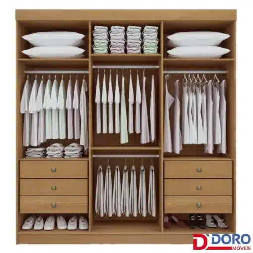 Roupeiro Casal Colibri Branco 6 Portas 6 Gavetas Larg. 2.05m - D Doro - Imagem 2