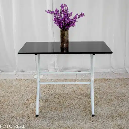 Mesa de Cozinha Base Cabo Frio Branca Tampo Preto Pedra 100x60 4 Cadeiras Ubatuba Branca Assento Preto - Teixeira - Imagem 5