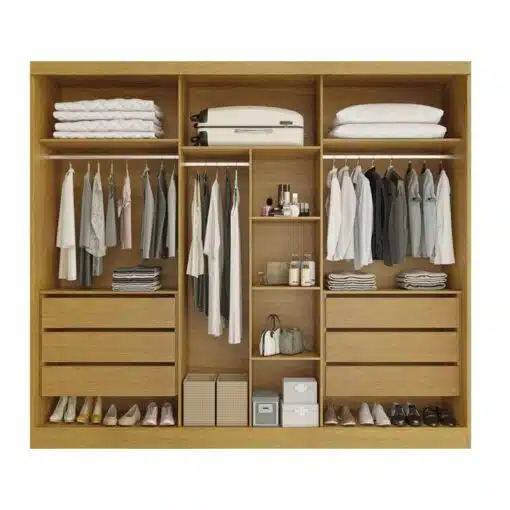 Roupeiro Alvorada 6 Portas larg. 2.70m 100% MDF Nature/Off - Bianchi - Imagem 2