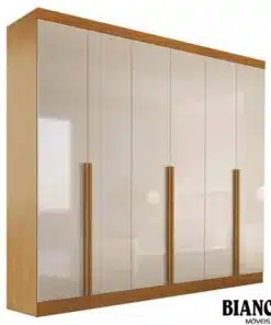 Roupeiro Alvorada 6 Portas larg. 2.70m 100% MDF Nature/Off - Bianchi