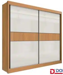 Roupeiro Cancun Cinamomo/Off 2 Portas 6 Gavetas Detalhe Ripado 100% MDF Larg. 2.20m - D Doro