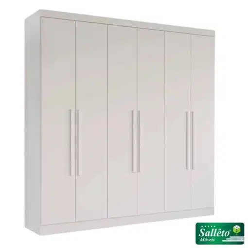 Roupeiro Casal Recife Branco 6 Portas Larg. 1.80m - Sallêto
