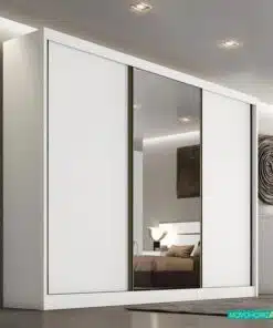 Roupeiro Casal Sollo Plus Neve 3 Portas 6 Gavetas C/ 1 Espelho 100% MDF Larg. 2.73m - Novo Horizonte