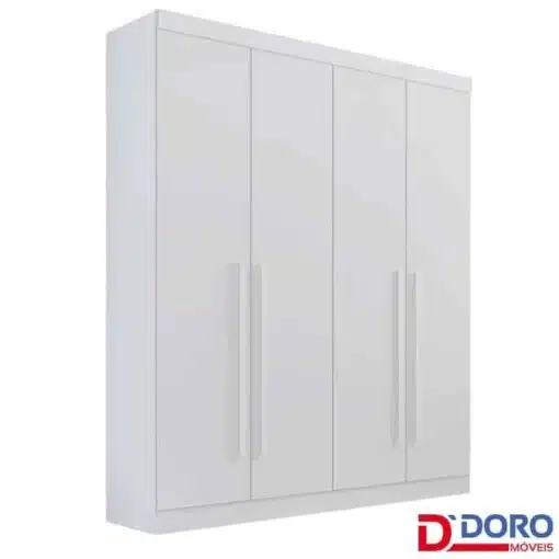 Roupeiro Solteiro Da Vinci Plus Branco 4 Portas 3 Gavetas 100% MDF Larg. 1.85m - D Doro