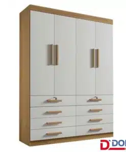 Roupeiro Solteiro Mônaco Cinamomo/Off 4 Portas 8 Gavetas Larg. 1.60m - D Doro