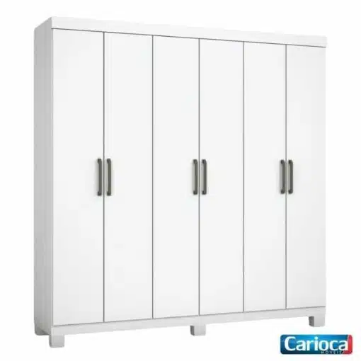 Roupeiro Solteiro Recife Branco 6 Portas 2 Gavetas C/Pés Larg. 1.53m - Carioca