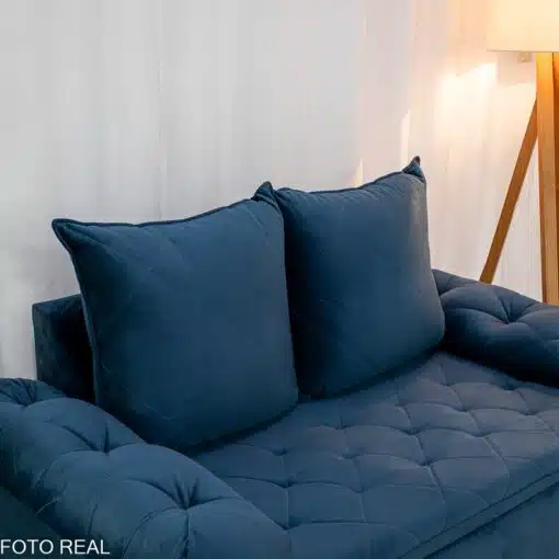 Sofá 2 lugares Bélgica Veludo Azul Escuro Larg. 1.60m - Imagem 3