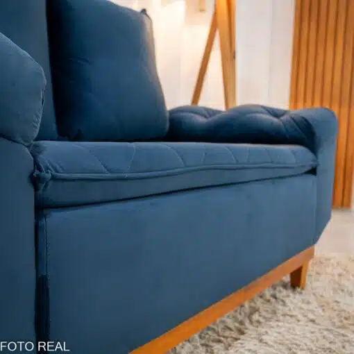 Sofá 2 lugares Bélgica Veludo Azul Escuro Larg. 1.60m - Imagem 4