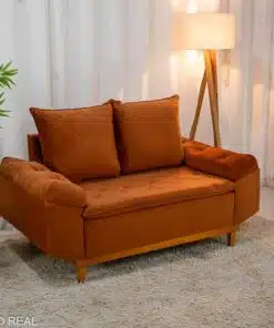 Sofá 2 lugares Bélgica Veludo Terracota Larg. 1.60m