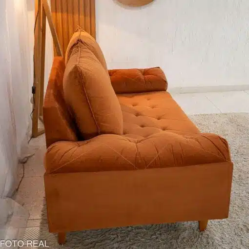 Sofá 2 lugares Bélgica Veludo Terracota Larg. 1.60m - Imagem 4