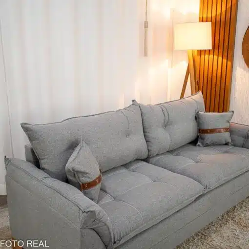 Sofá 3 Lugares Creta Linho Cinza 27 Larg. 2.00m - Molas bonnel - Imagem 3