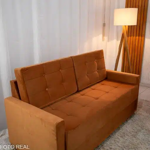 Sofá 3 lugares Living Áustria Veludo Terracota A62 Larg. 1.70m - Imagem 2