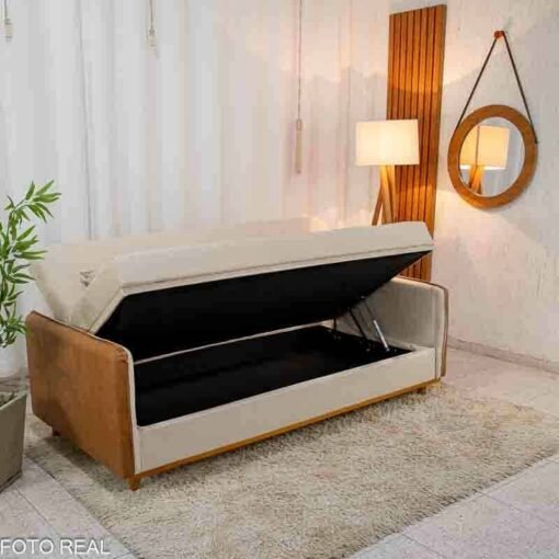 Sofá Cama Ipanema Baú Linho Bege 2274 Larg. 2.05m - Imagem 6