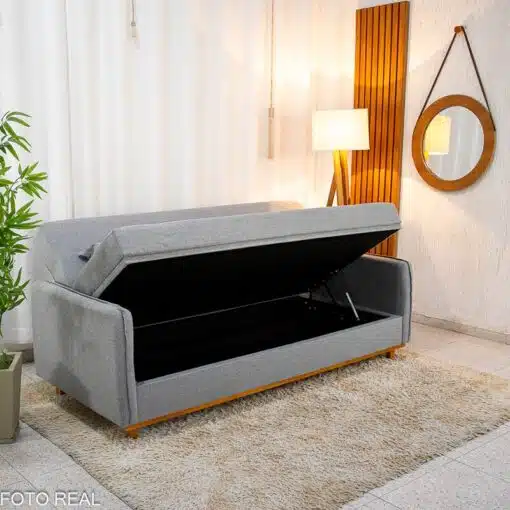 Sofá Cama Ipanema Baú larg. 2.05m Linho Cinza 2275 - Imagem 2