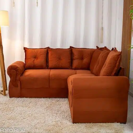 Sofá Canto Bianca Veludinho Terracota 604 - Imagem 2