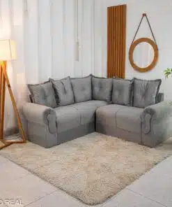 Sofá Canto Bianca Veludinho Cinza 605