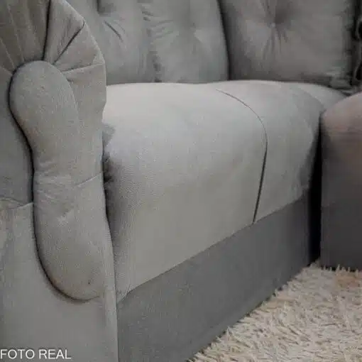 Sofá Canto Bianca Veludinho Cinza 605 - Imagem 3