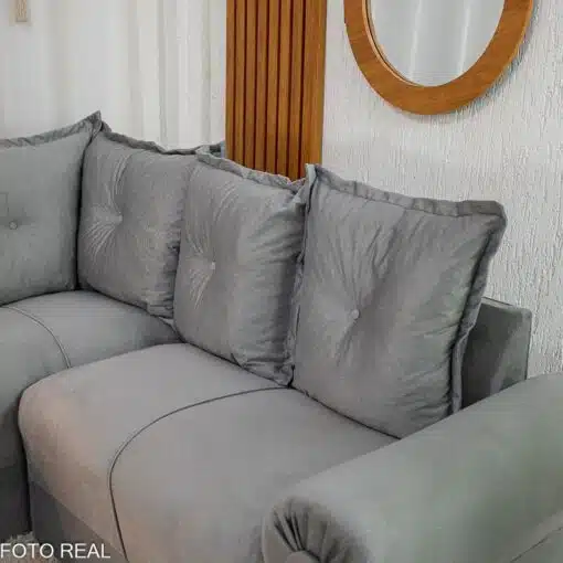 Sofá Canto Bianca Veludinho Cinza 605 - Imagem 4
