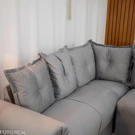 Sofá Canto Bianca Veludinho Cinza 605 - Imagem 5
