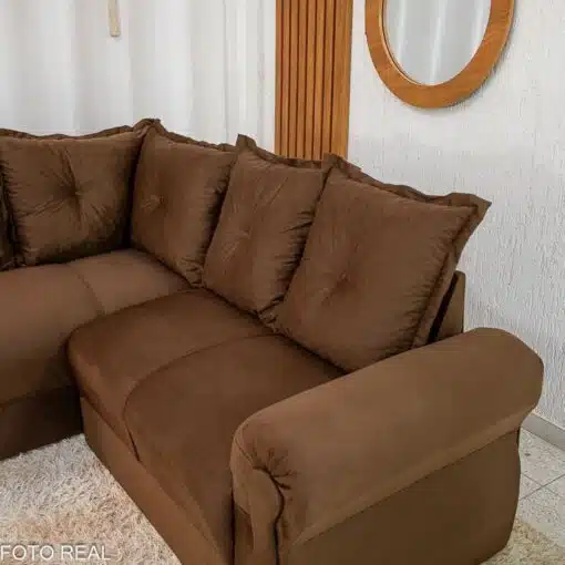 Sofá Canto Bianca Veludinho Marrom 603 - Imagem 6