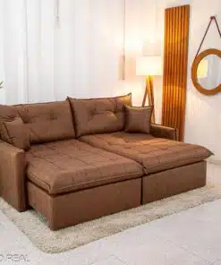 Sofá Retrátil Reclinável Andradas 2.20m Korino Marrom 410 Molas Ensacadas - Sem Caixa