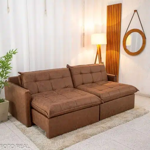 Sofá Retrátil Reclinável Andradas 2.20m Korino Marrom 410 Molas Ensacadas - Sem Caixa - Imagem 11