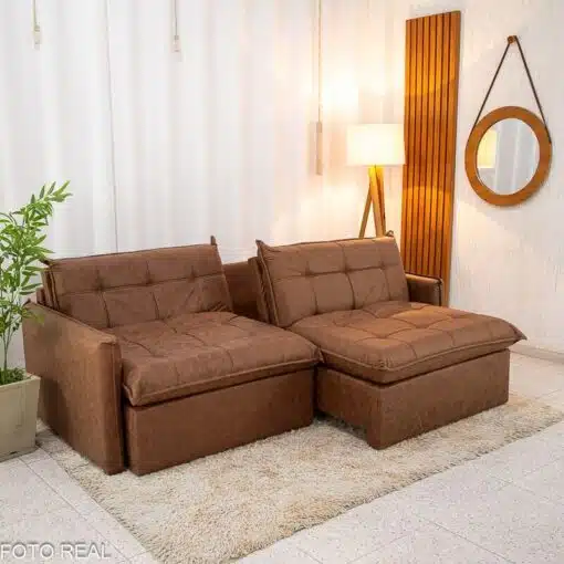 Sofá Retrátil Reclinável Andradas 2.20m Korino Marrom 410 Molas Ensacadas - Sem Caixa - Imagem 12