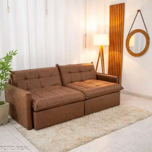 Sofá Retrátil Reclinável Andradas 2.20m Korino Marrom 410 Molas Ensacadas - Sem Caixa - Imagem 13