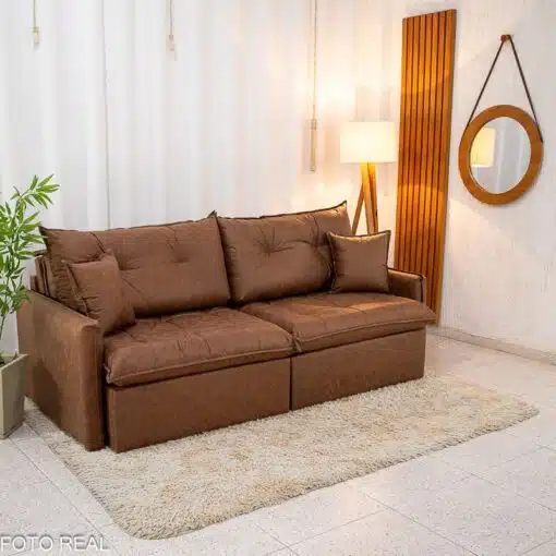 Sofá Retrátil Reclinável Andradas 2.20m Korino Marrom 410 Molas Ensacadas - Sem Caixa - Imagem 3