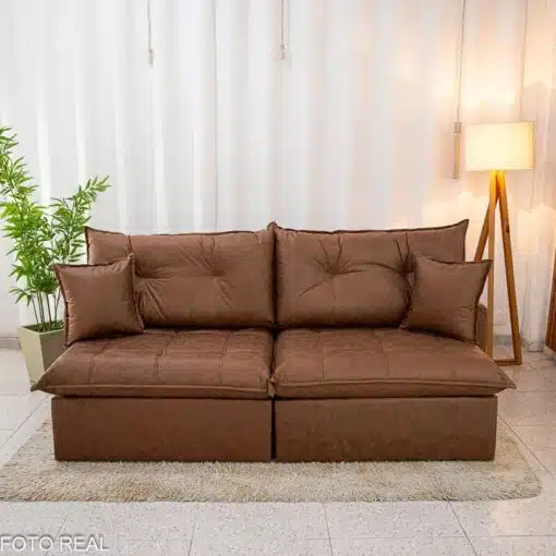 Sofá Retrátil Reclinável Andradas 2.20m Korino Marrom 410 Molas Ensacadas - Sem Caixa - Imagem 5
