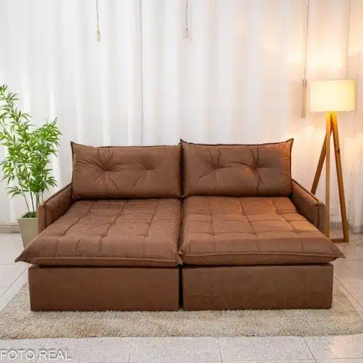 Sofá Retrátil Reclinável Andradas 2.20m Korino Marrom 410 Molas Ensacadas - Sem Caixa - Imagem 9
