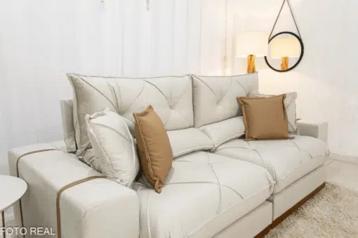 Sofá Retrátil Reclinável Gran Bello 2.00m Veludo Bege Escuro - Molas Ensacadas Pocket - Imagem 3