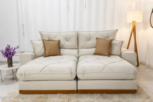 Sofá Retrátil Reclinável Gran Bello 2.00m Veludo Bege Escuro - Molas Ensacadas Pocket - Imagem 6