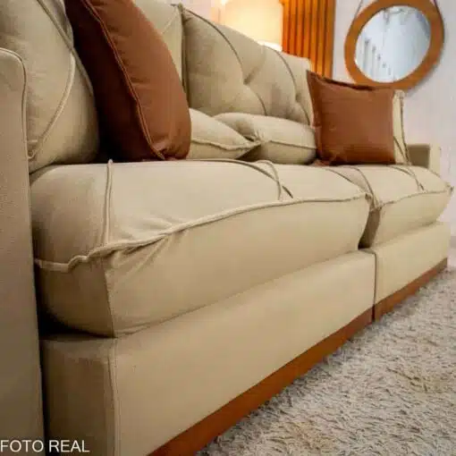 Sofá Retrátil Reclinável Gran Bello 2.30m Veludo Bege Escuro - Molas Ensacadas Pocket - Imagem 5