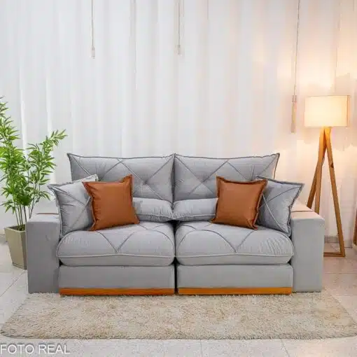 Sofá Retrátil Reclinável Gran Bello 2.30m Veludo Prata 06 - Molas Ensacadas Pocket - Imagem 5