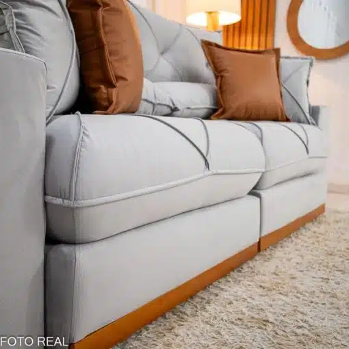 Sofá Retrátil Reclinável Gran Bello 2.30m Veludo Prata 06 - Molas Ensacadas Pocket - Imagem 7