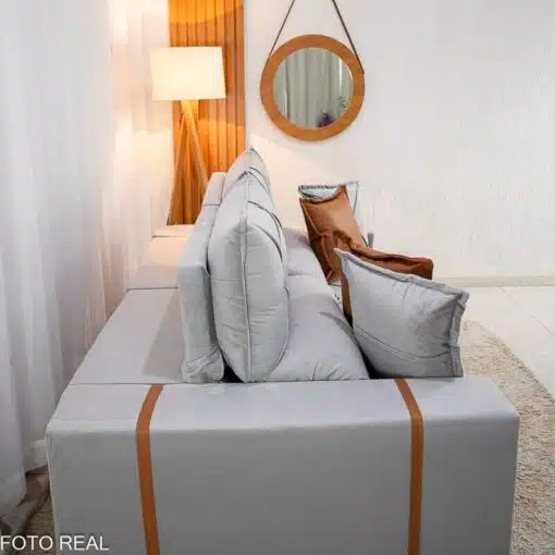 Sofá Retrátil Reclinável Gran Bello 2.30m Veludo Prata 06 - Molas Ensacadas Pocket - Imagem 8