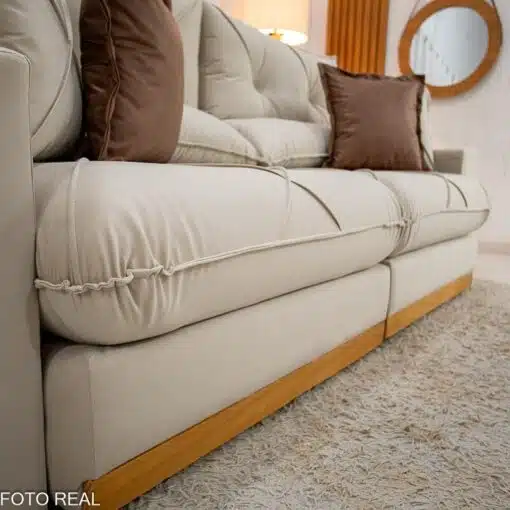 Sofá Retrátil Reclinável Gran Bello 2.50m Veludo Bege Claro - Molas Ensacadas Pocket - Imagem 7