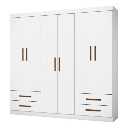 Guarda-Roupa 6 Portas Hércules (Sem espelho) 1,77 m Branco – CARIOCA MÓVEIS - Imagem 2