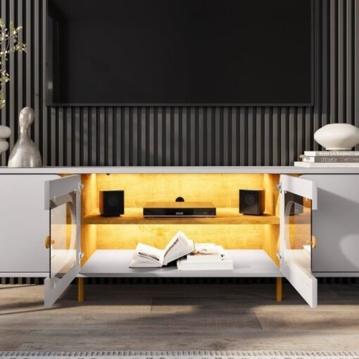 Rack até 75" Juquehy Off White/Naturale - BECHARA - Imagem 2