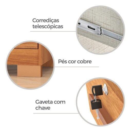 Guarda-Roupa 3 Portas Toronto RP1930 2,00 m Cinamomo/Off White/Cinamomo - FELLICCI - Imagem 14