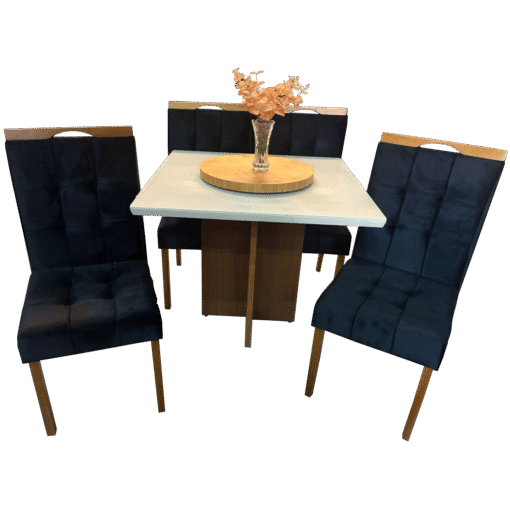 Mesa Salinas 120 Cinamomo/Off White com 4 Cadeiras Sophia Veludo Preto – AVALON DECOR + WM DECOR - Imagem 5