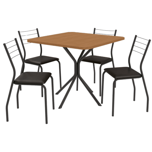 Mesa Creta 0,90 com 4 Cadeiras Malta CMC1078(M088/F090/4C140) Preto/Cinamomo - KAPPESBERG - Imagem 5